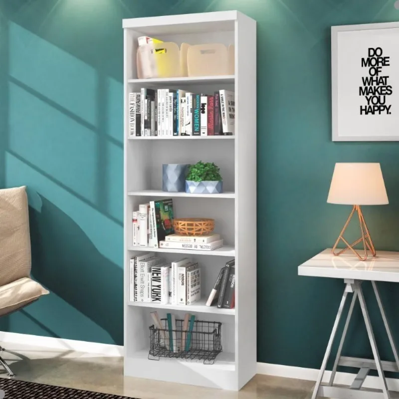 Livreiro Springs 5 Prateleiras 1 Nicho MDP 12 e 15 mm Branco Casah