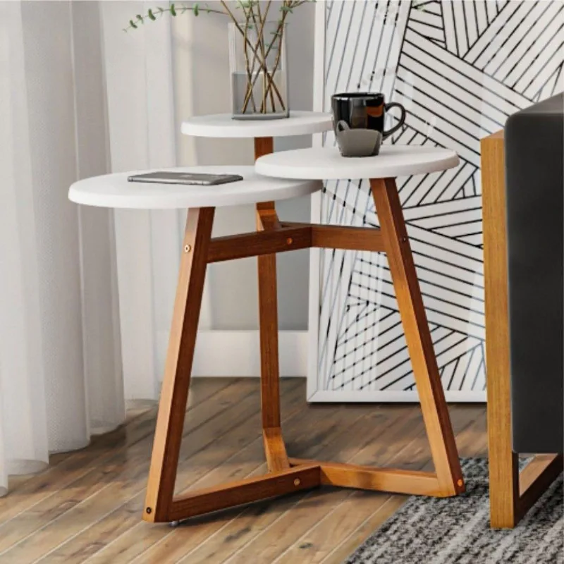 Mesa Lateral Dawson Tampo Triplo Branco Amêndoa