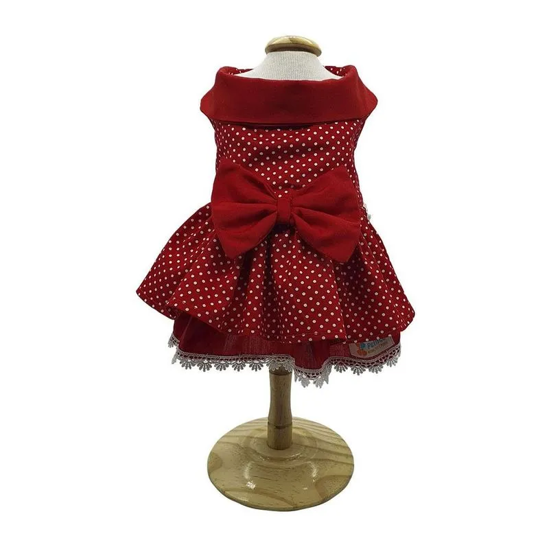 Vestido para Cachorro Pet Boneca de Luxo Poá Vermelho