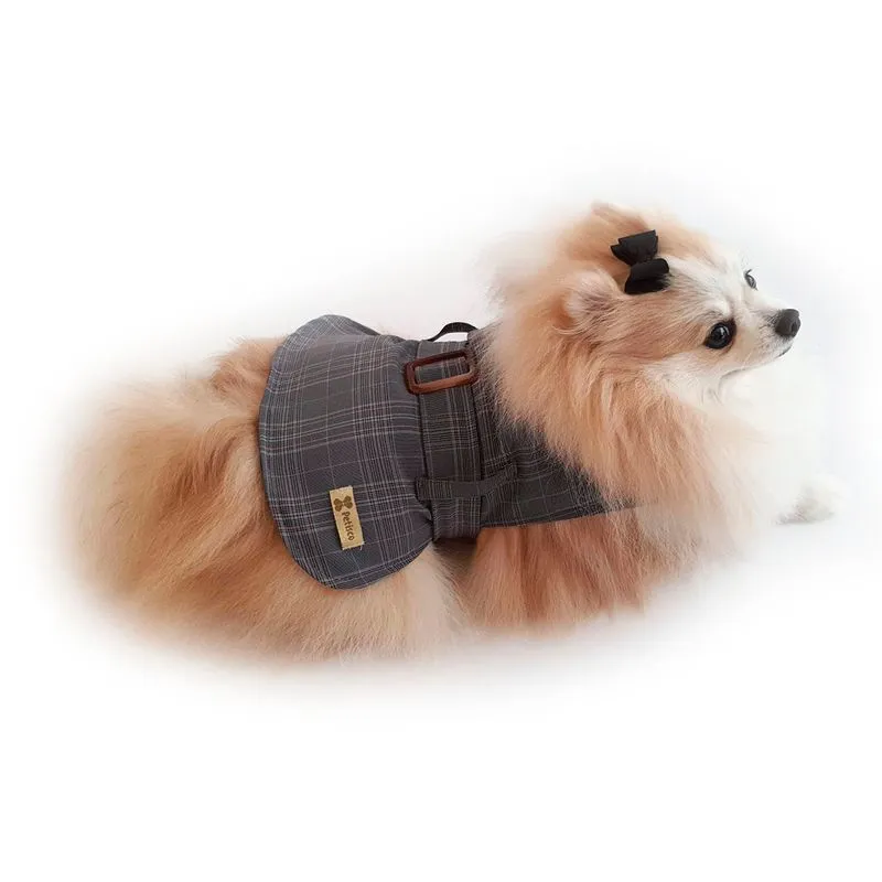Roupa Pet Para Cães Vestido Pet Fivela Croco Gola Pele Inverno Petisco