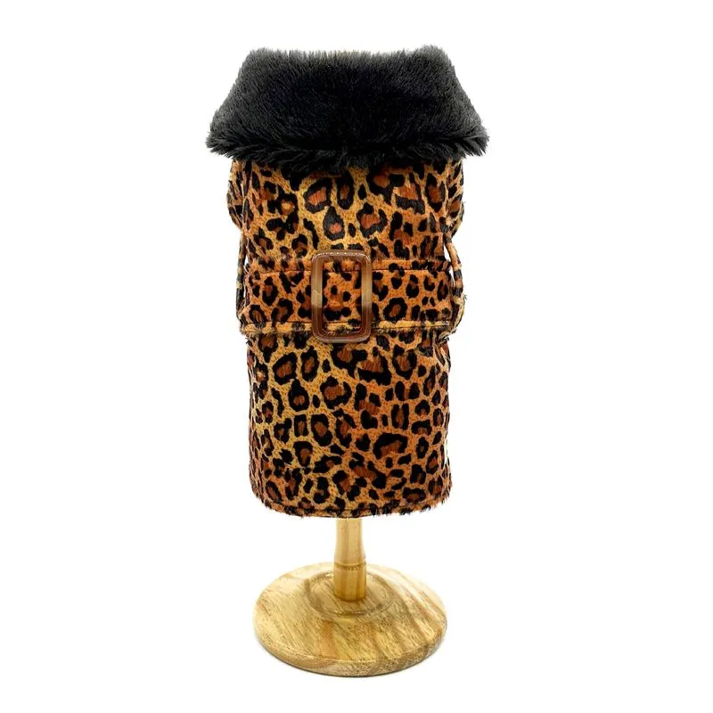 Roupa Pet Para Cães Vestido Pet Fivela Croco Gola Pele Inverno Petisco
