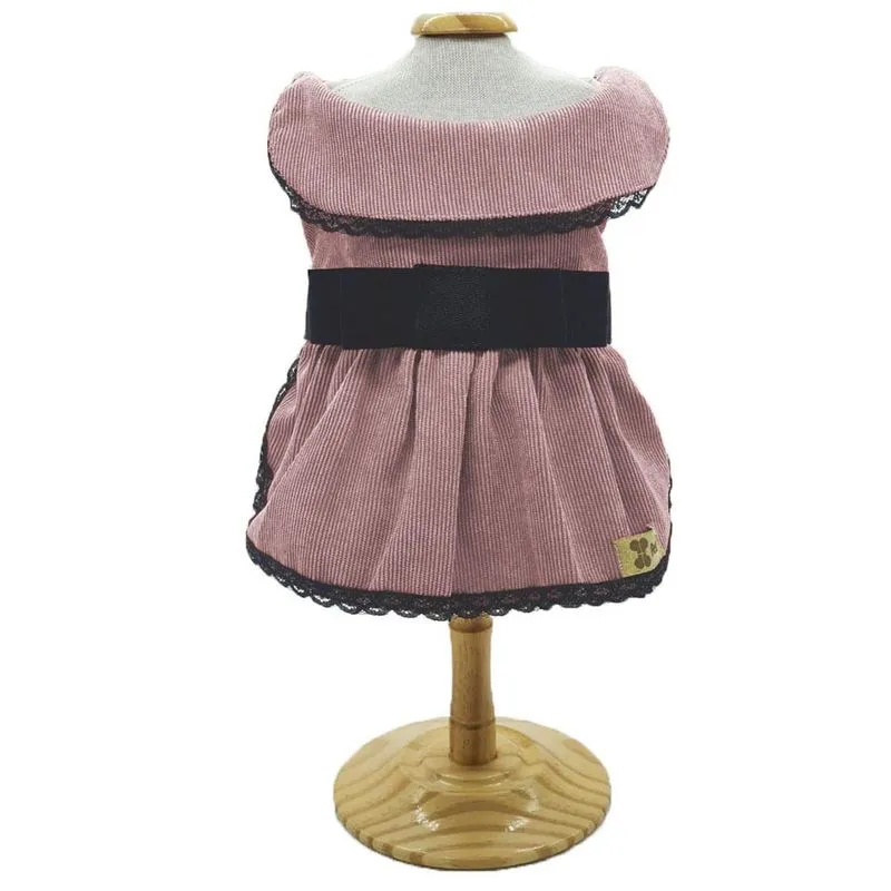 Roupa Pet Cães Vestido Pet Lux Laço Chanel Veludo Inverno