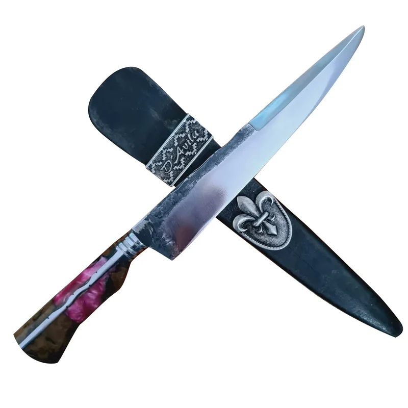 Faca Artesanal Gaúcha Churrasco Aço Carbono 8" Cabo Invertido