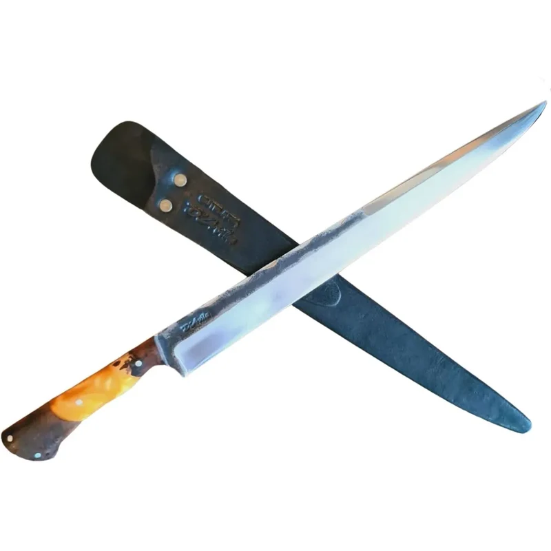 Faca Artesanal Gaúcha Churrasco Aço Carbono 8" Cabo Madeira