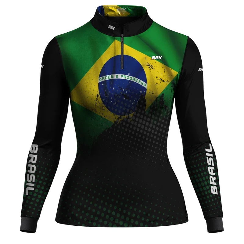Camisa Feminina Agro Brk Bandeira do Brasil com Proteção Solar UV50+ PP