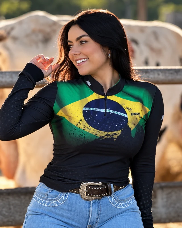 Camisa Feminina Brk Brasil com Proteção UV50 Envio Imediato G2