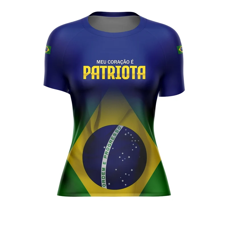Camisa Brasil Patriota Feminina Brk Azul com Proteção UV50 G