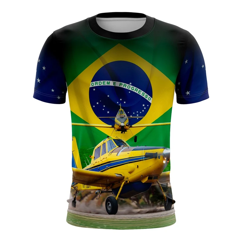 Camiseta Brasil Patriota Avião Agricola Proteção Solar UV50+ P