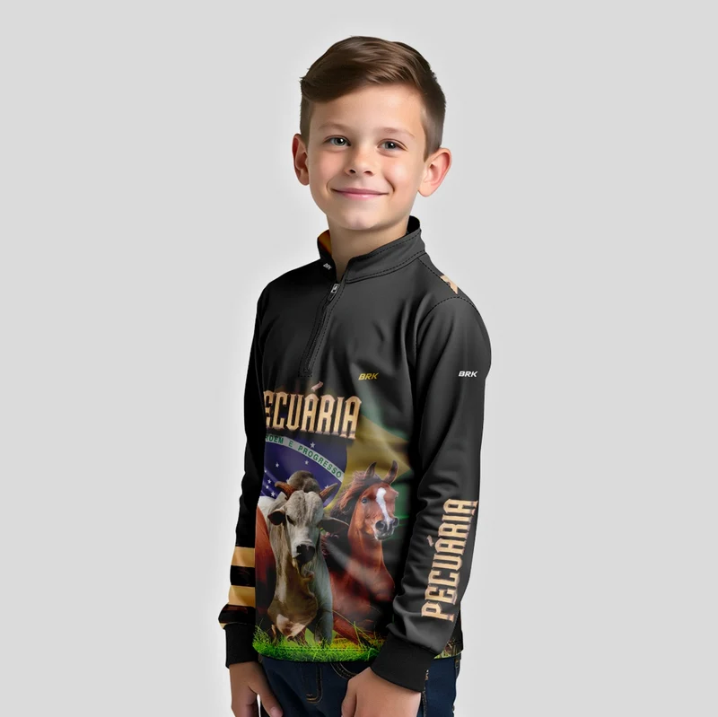 Camisa Infantil Agro Brk Pecuária com UV50+ 8 a 9 Anos