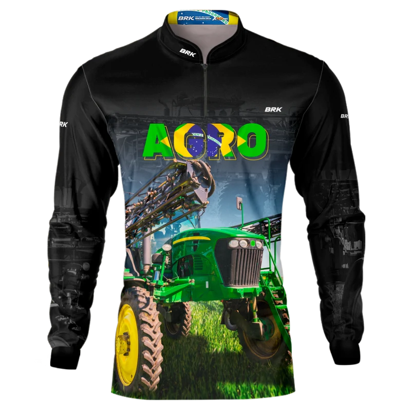 Camisa Agro Brk Preta Agro Pulverizador com UV50+ M
