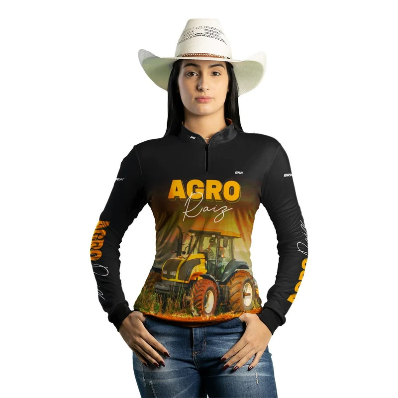 Camisa Agro Feminina Brk Trator Agro Raiz com UV50+ PP