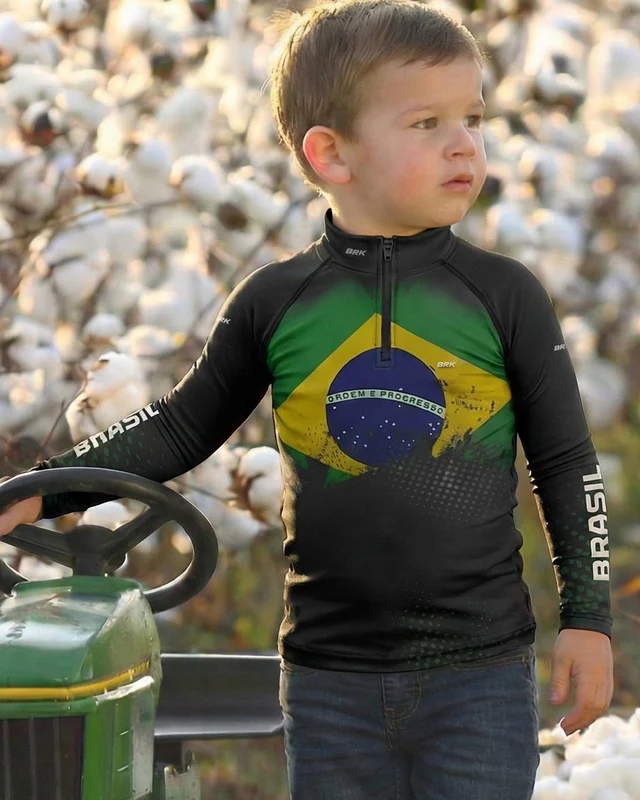 Camisa Agro Infantil Brk Brasil com Proteção Solar UV50+ 8 a 9 Anos