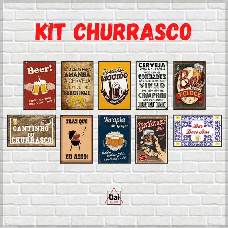 Kit 10 Quadros Cantinho do Churrasco mdf 9MM