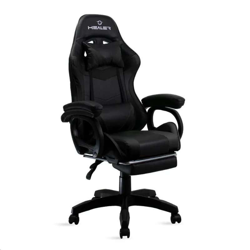 Cadeira Gamer Preto Healer Level Reclinável Giratória com apoio de pés - Salon Line