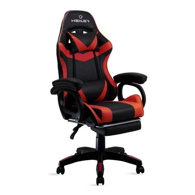 Cadeira Gamer Vermelho/preto Healer Level Reclina Apoio Pés
