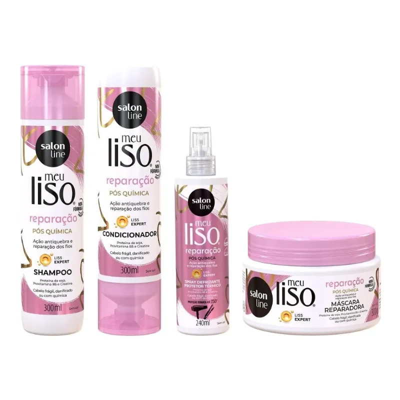 Kit Meu Liso Reparação Com Spray Protetor Térmico - Salon Line