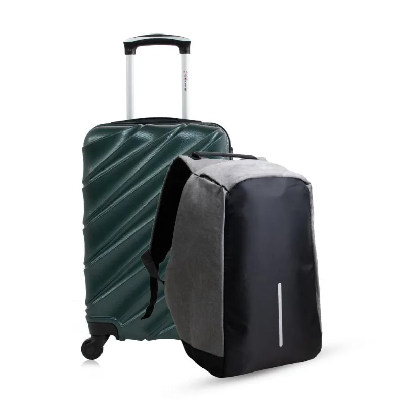 Kit mala de bordo verde Havana + Mochila Anti-Furto Swiss Move - Salon Line