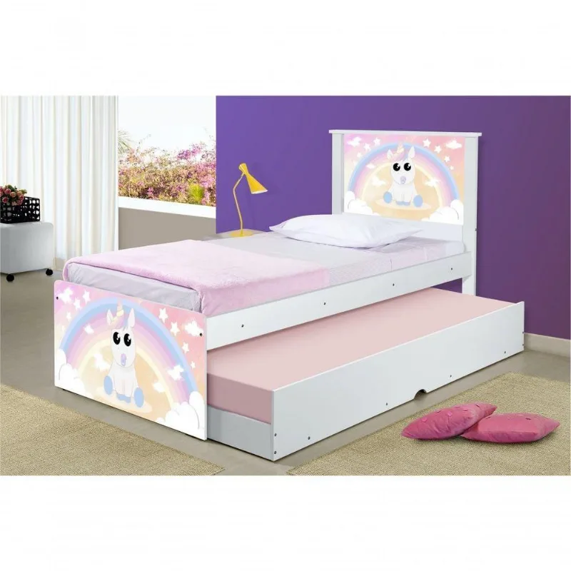Cama Baby Unicórnio Com Auxiliar E Colchões