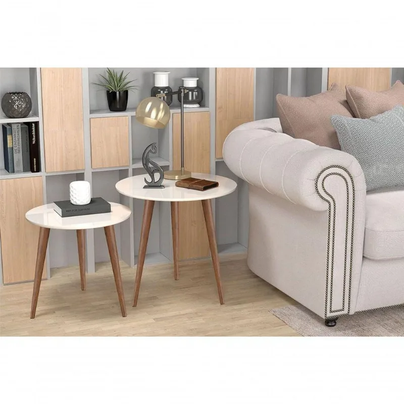 Conjunto De Mesas De Apoio E Lateral Tavares Off White
