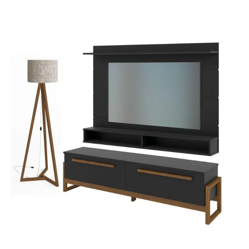 Home Para Tv E Abajur Jones Preto Amêndoa