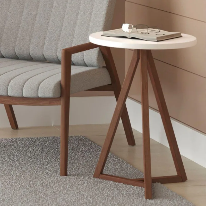 Mesa Lateral Modern Branco Amêndoa
