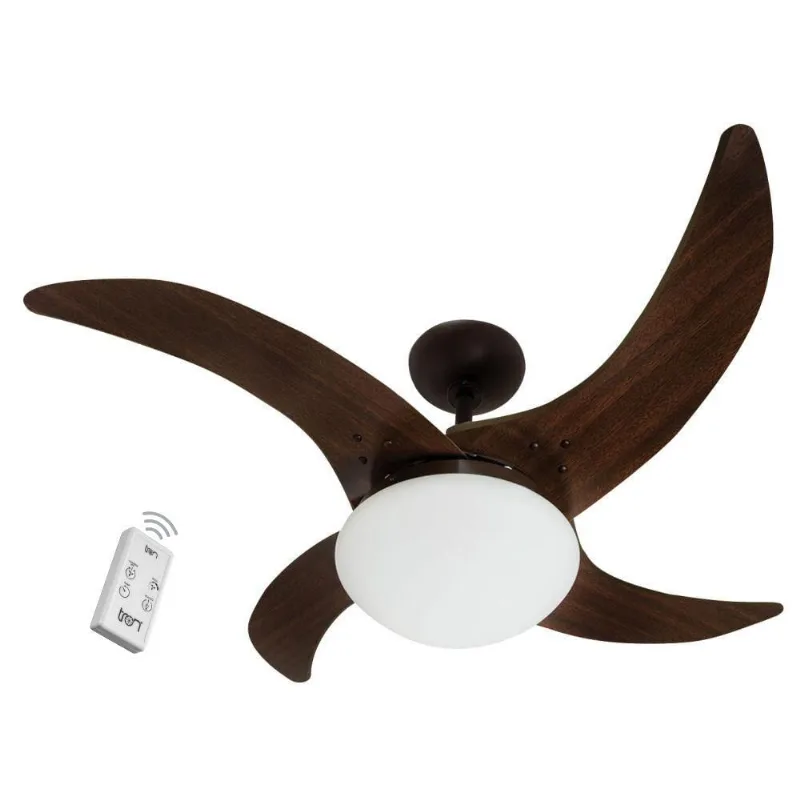 Ventilador Carvalho 4 Pás 110V Marrom Café E Controle Remoto 110V