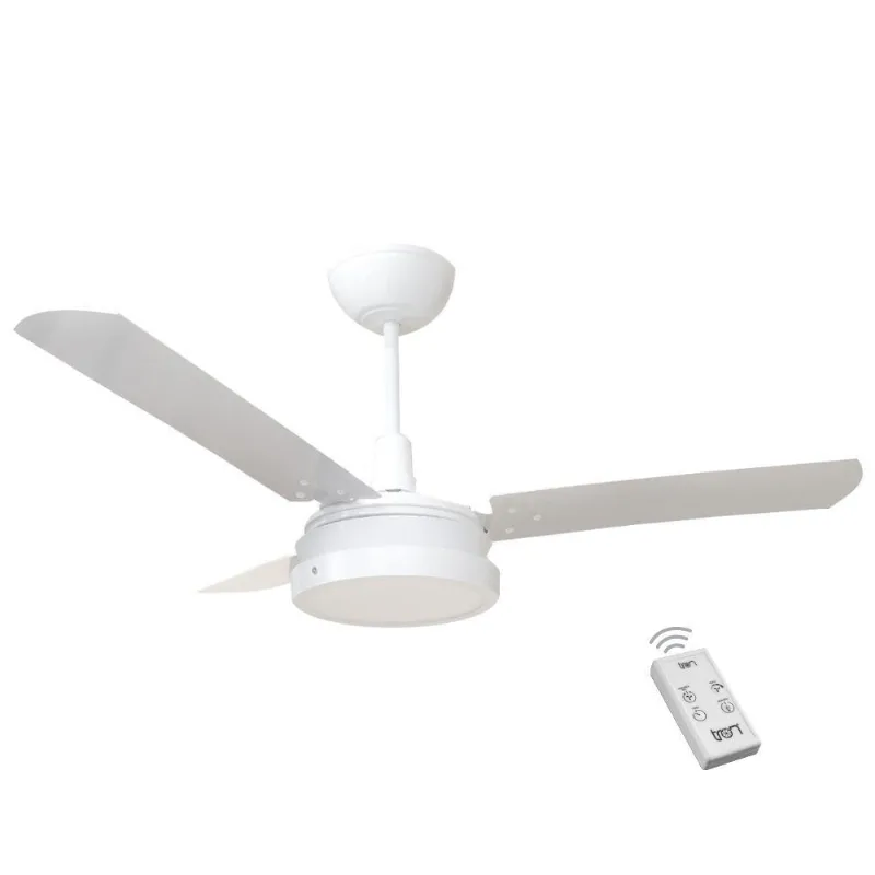 Ventilador Luz Led Branco 110V 3 Pás Brancas E Controle 110V