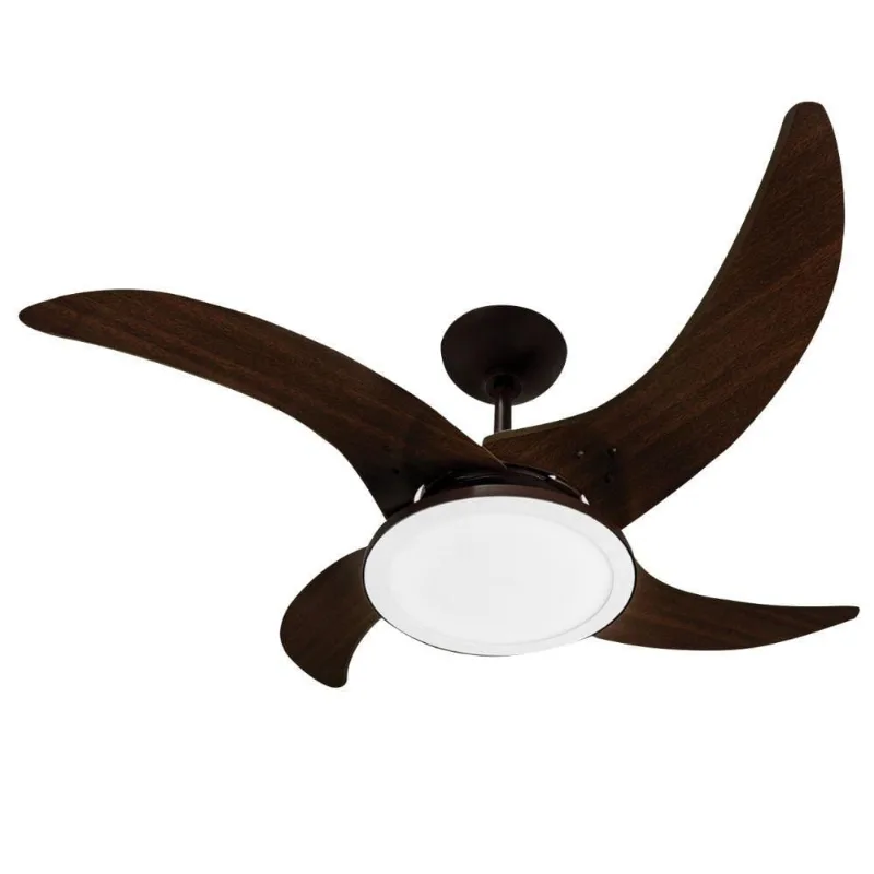 Ventilador Led Carvalho Marrom Café 4 Pás 110V 110V