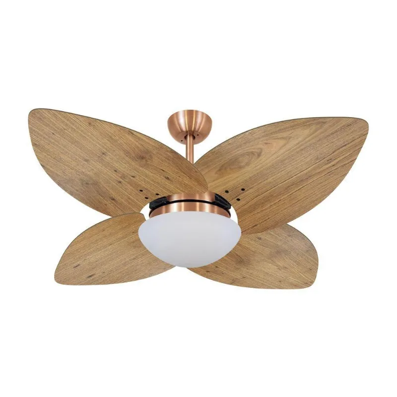 Ventilador De Teto Kovalski Cobre 4 Pás Rádica Freijó 220V 220V
