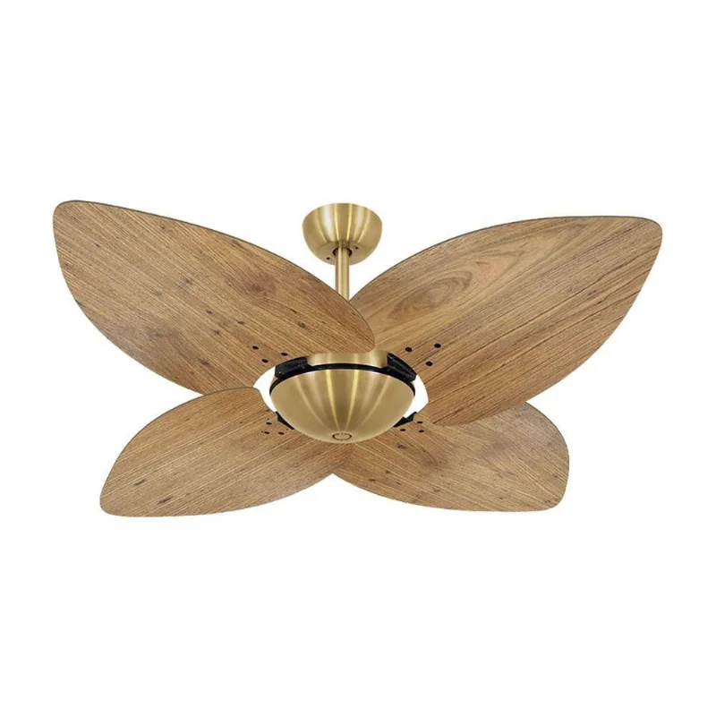 Ventilador De Teto Dourado 4 Pás Rádica Freijó 220V 220V