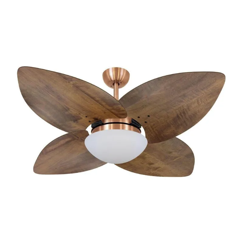 Ventilador De Teto Kovalski Cobre 4 Pás Rádica Imbuia 220V 220V