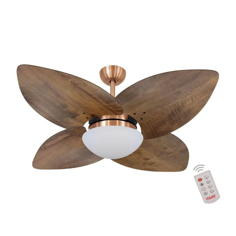 Ventilador De Teto Cobre 4 Pás Rádica Imbuia 220V 220V
