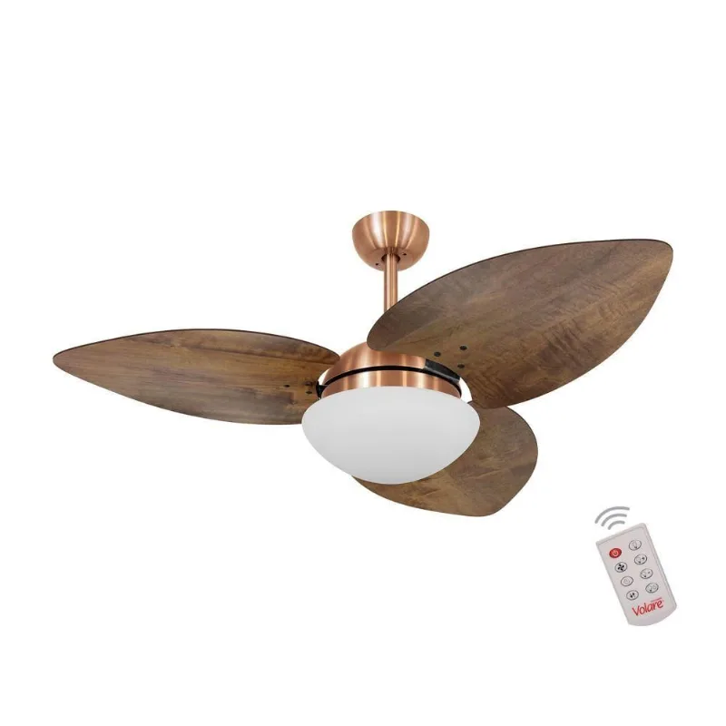 Ventilador De Teto Cobre 3 Pás Rádica Imbuia 127V 110V