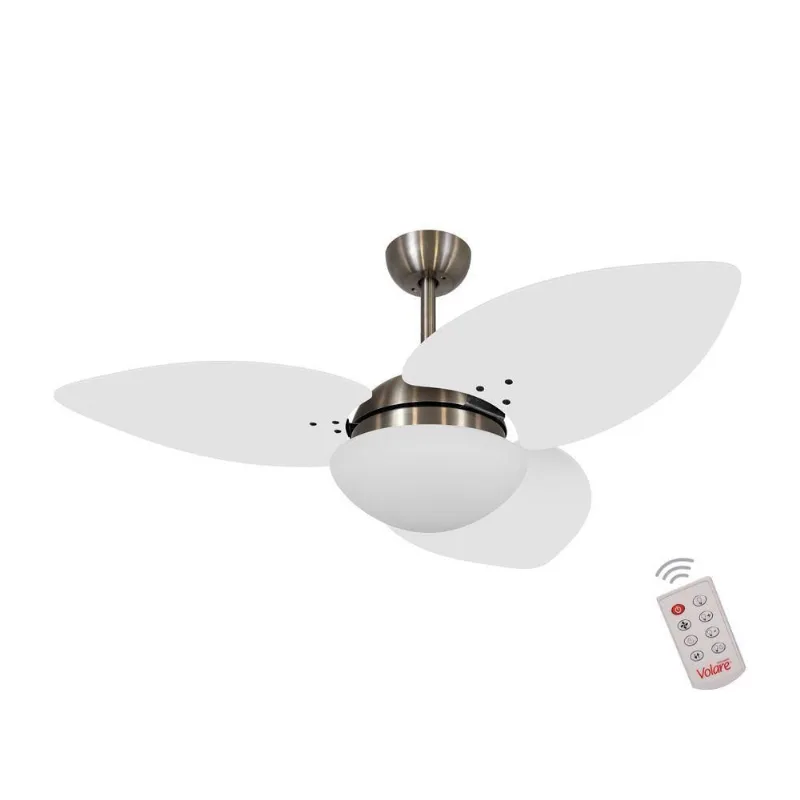 Ventilador De Teto Bronze 3 Pás Branco 220V C/ Controle 220V