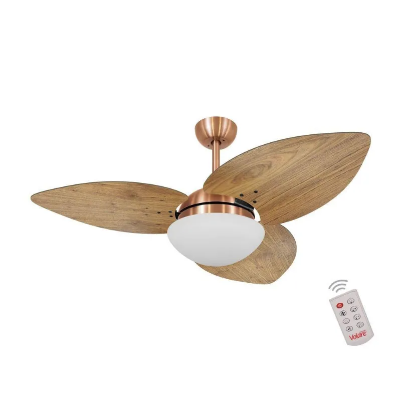 Ventilador De Teto Cobre 3 Pás Rádica127V C/ Controle 110V