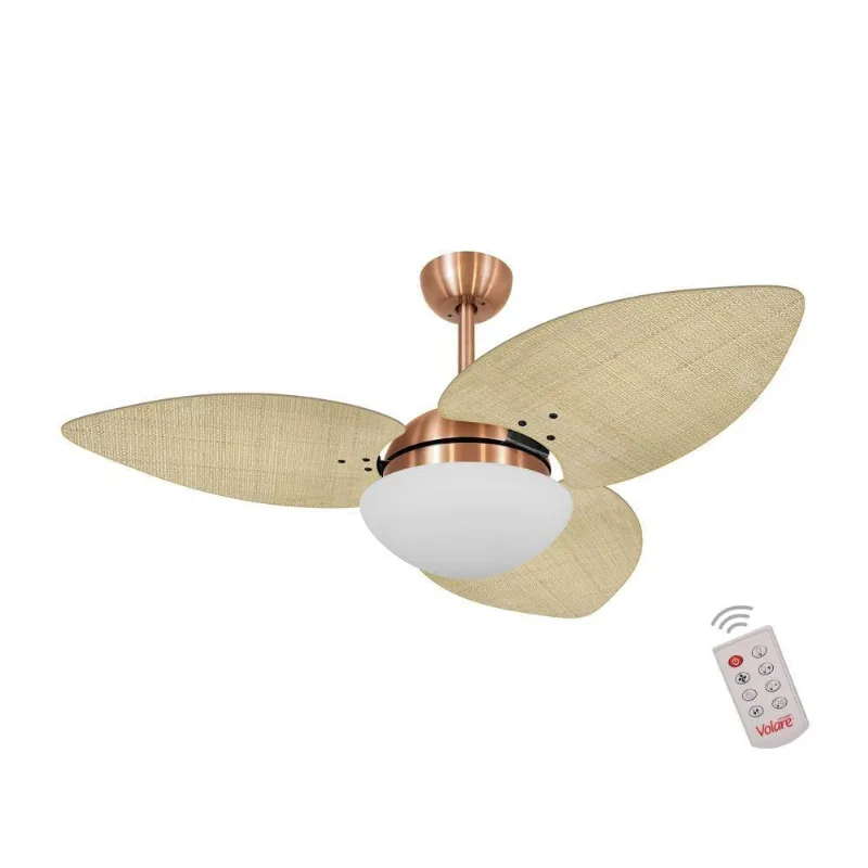 Ventilador De Teto Cobre 3 Pás Palmae Natural 127V 110V