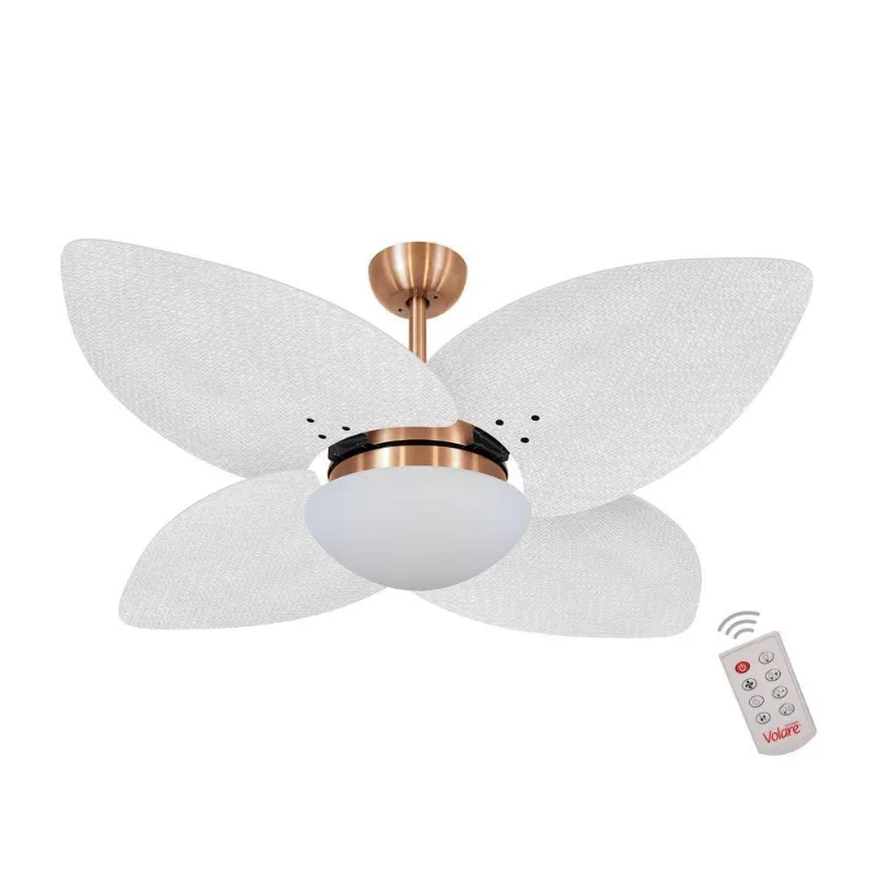 Ventilador De Teto Cobre 4 Pás Palmae Branco 127V 110V