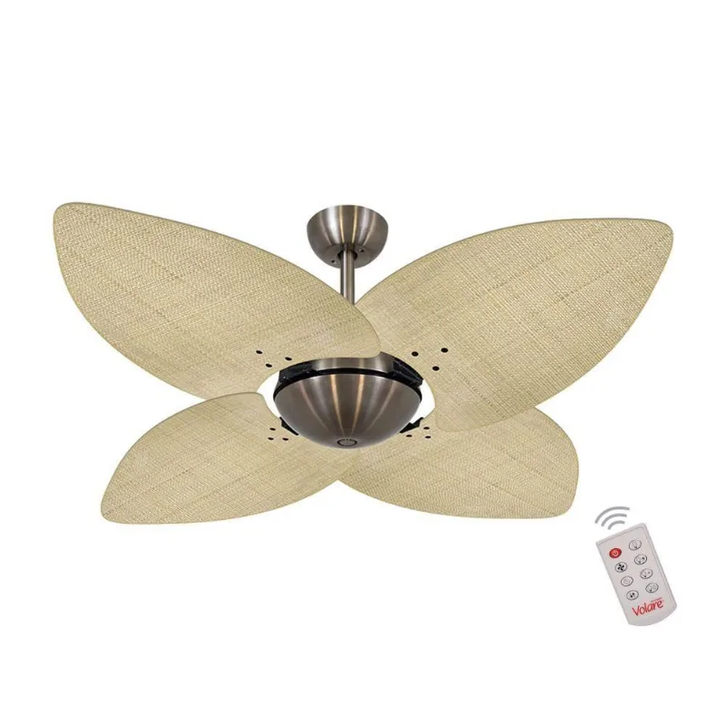 Ventilador De Teto Bronze 4 Pás Palmae Natural 127V 110V