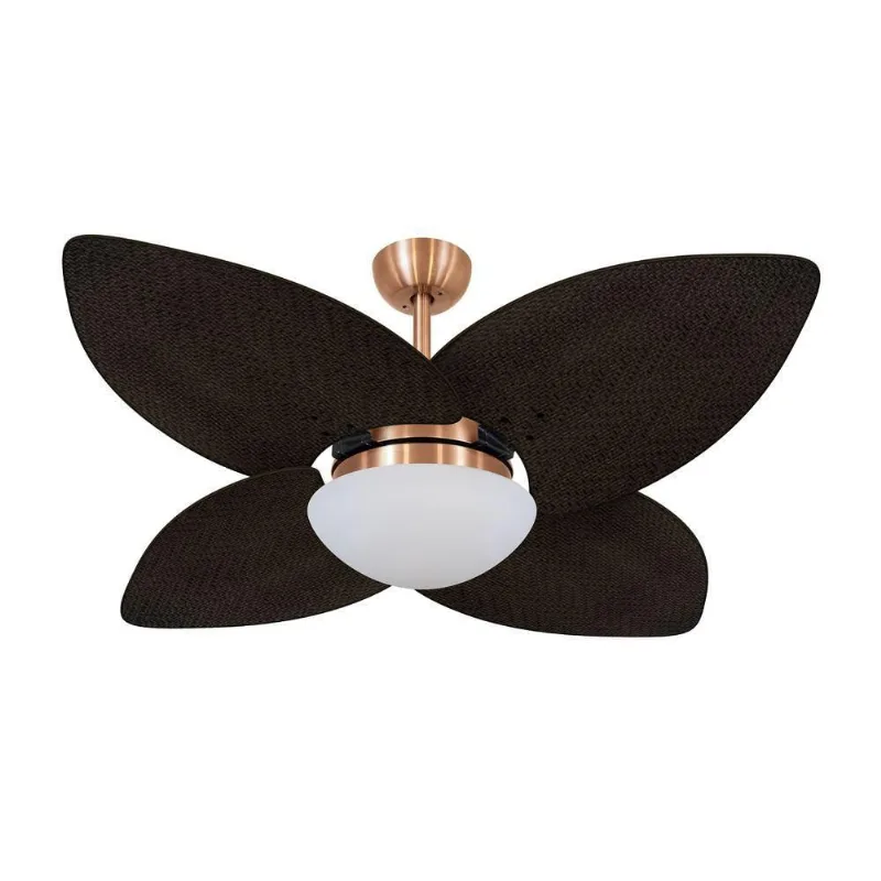 Ventilador De Teto Kovalski Cobre 4 Pás Palmae Tabaco 220V 220V