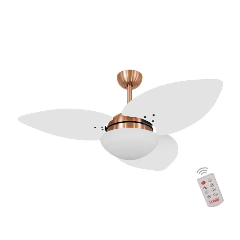 Ventilador De Teto Cobre 3 Pás Branco 220V C/ Controle 220V