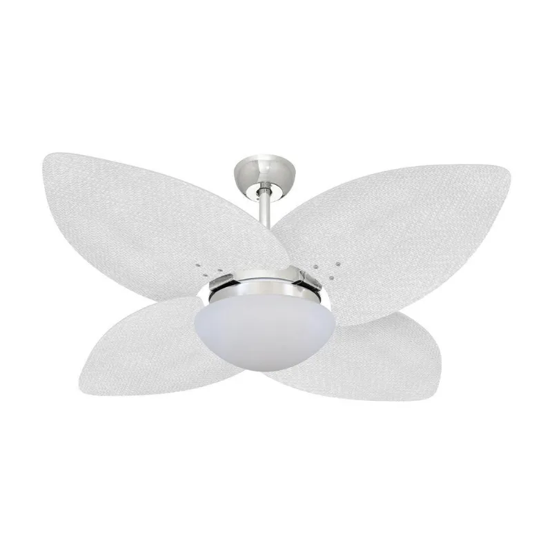 Ventilador De Teto Kovalski Cromado 4 Pás Palmae Branco 127V 110V