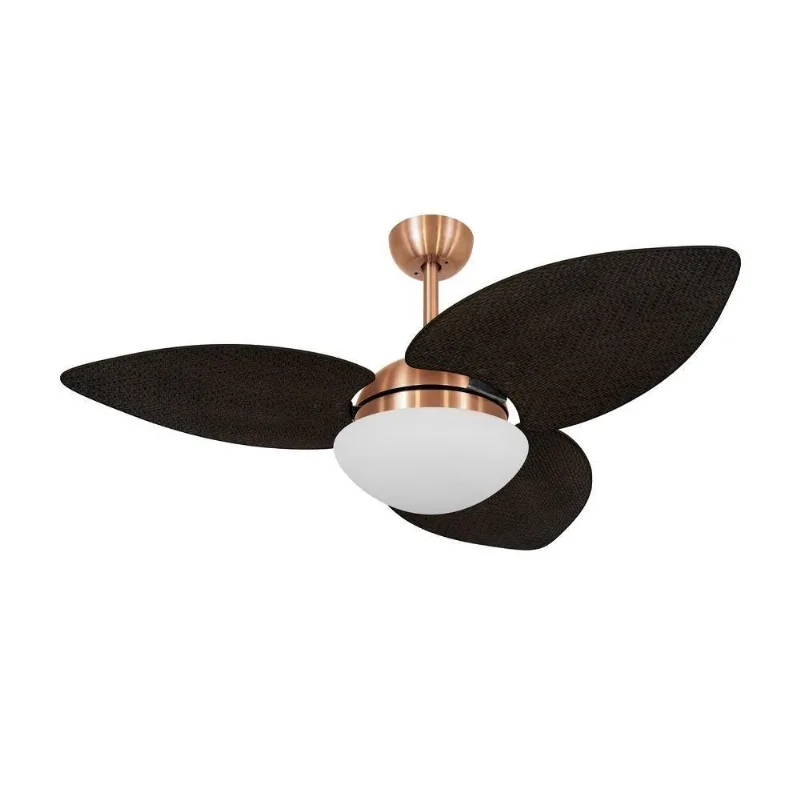 Ventilador De Teto Kovalski Cobre 3 Pás Palmae Tabaco 110V