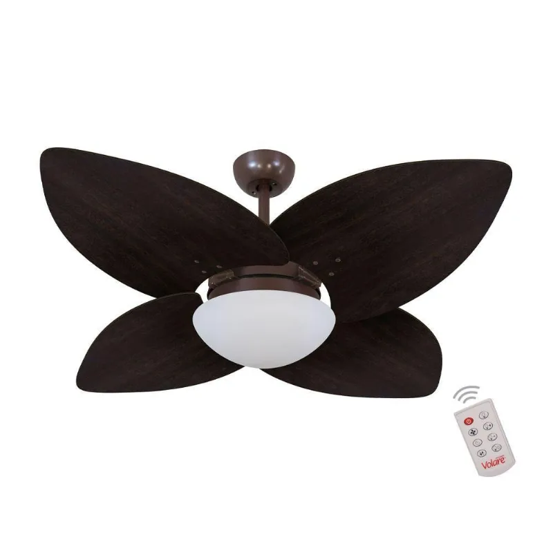 Ventilador De Teto Café 4 Pás Tabaco 220V C/ Controle 220V