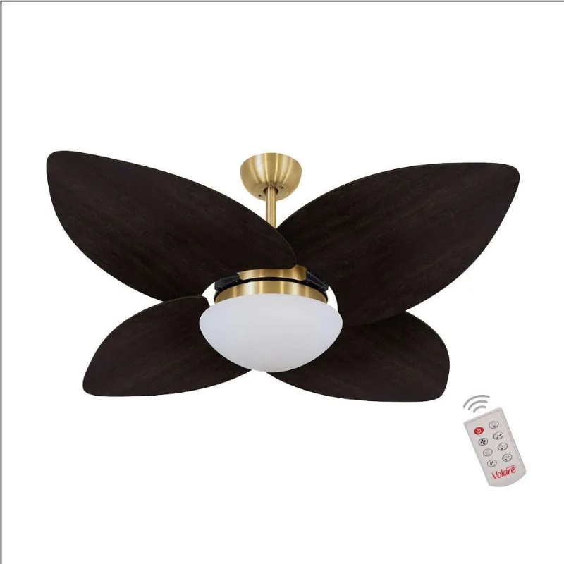 Ventilador De Teto Dourado 4 Pás Tabaco 220V C/ Controle 220V