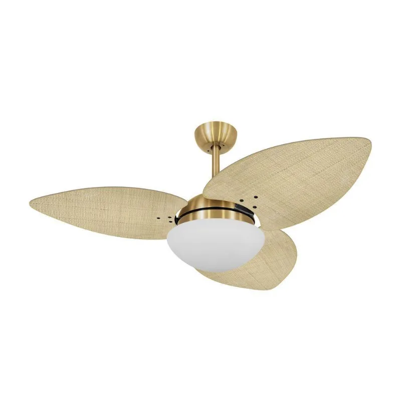 Ventilador De Teto Dourado 3 Pás Palmae Natural 220V 220V