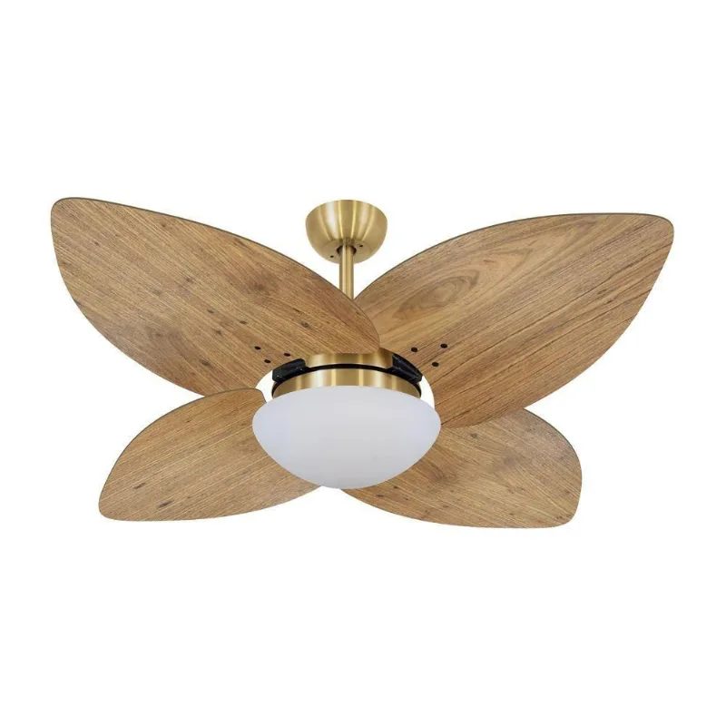 Ventilador De Teto Kovalski Dourado 4 Pás Rádica Freijó 220V 220V