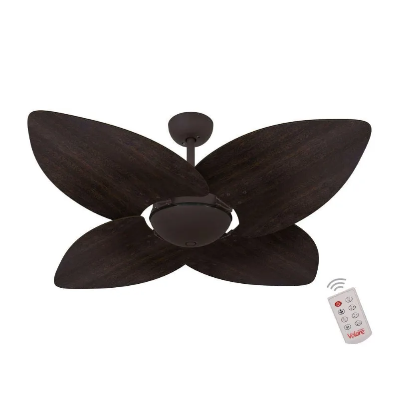 Ventilador De Teto Marrom 4 Pás Tabaco 220V C/ Controle 220V