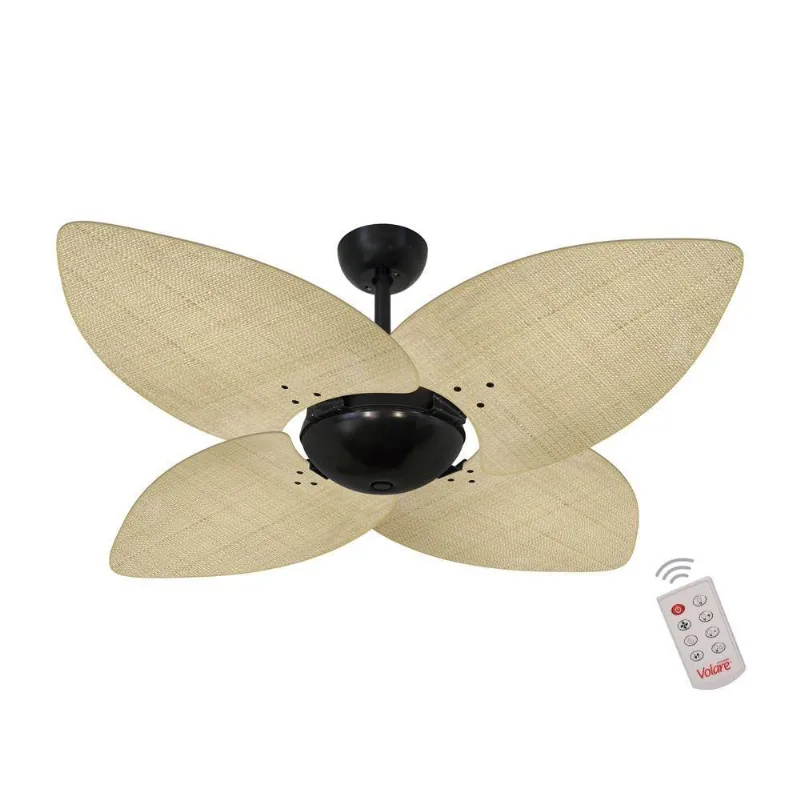 Ventilador De Teto Nero 4 Pás Palmae Natural 127V 110V
