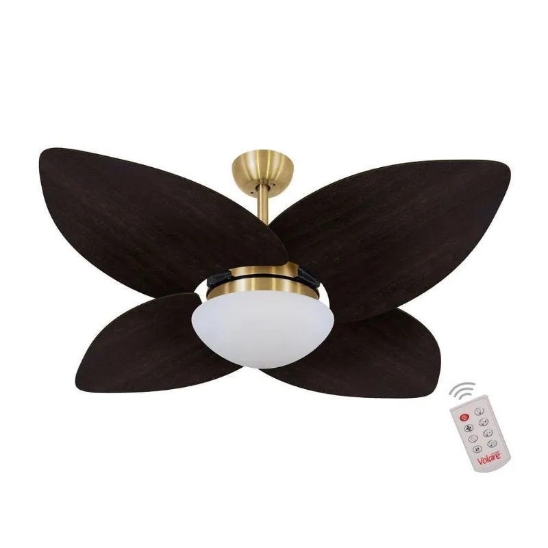 Ventilador De Teto Dourado 4 Pás Tabaco 127V C/ Controle 110V