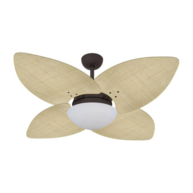 Ventilador De Teto Kovalski Marrom Texturizado 4 Pás Palmae Natural 110V